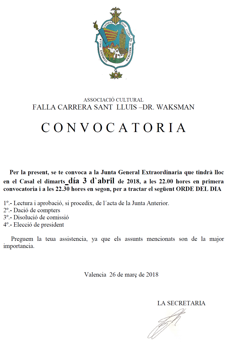 Reconvocada la junta general extraordinaria